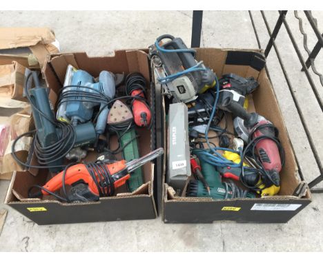 AN ASSORTMENT OF VARIOUS POWER TOOLS TO INCLUDE AN EINHILL GRINDER, ERBUAR SANDER, AND VARIOUS DRILLS ETC 