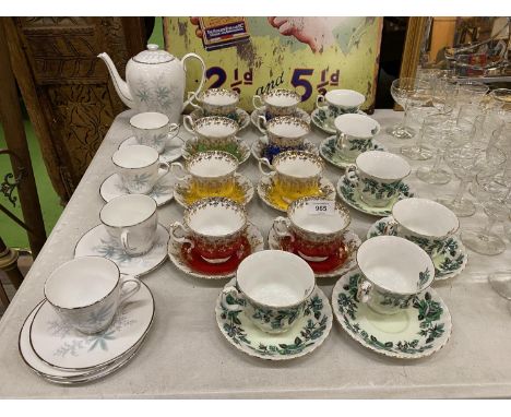 A QUANTITY OF CUPS AND SAUCERS TO INCLUDE, ROYAL ALBERT 'GRASMERE', ROYAL ALBERT 'REGAL SERIES', ETC 