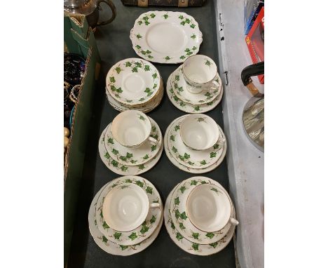 A QUANTITY OF COLCLOUGH CHINA 'IVY LEAF' PATTERN TO INCLUDE CUPS, SAUCERS, PLATES, ETC 
