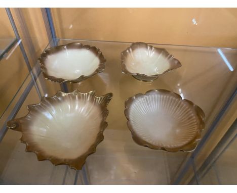 FOUR ROYAL WORCESTER BLUSH IVORY LEAF DISHES 