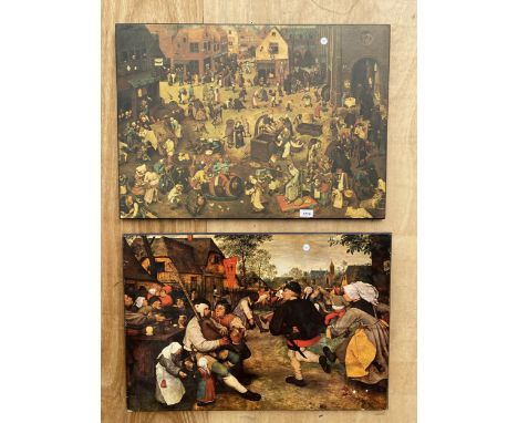 TWO VINTAGE PRINTS ON BOARD 