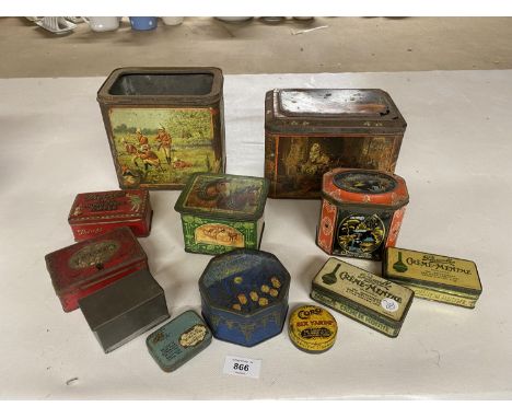 A COLLECTION - APPROX 12- OF VINTAGE TINS TO INCLUDE THORNES TOFFEE, W &amp; R JACOB, PASCALL CREME DE MENTHE, ETC 