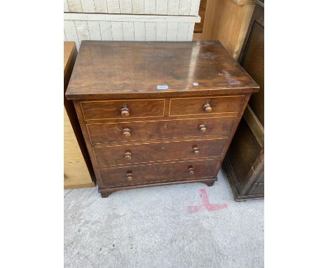 A 19TH CENTURY MAHOGANY AND INLAID COMMODE CHEST 