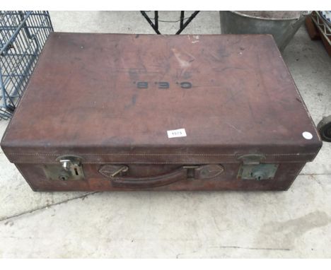 A VINTAGE TRAVEL CASE MARKED C.E.B 