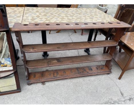 A VICTORIAN PITCH PINE FOUR TEIR SHELF, 53" WIDE 