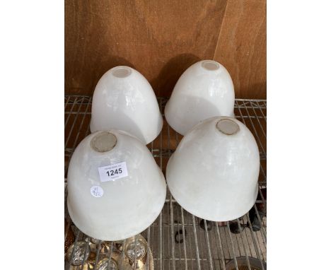 FOUR VINTAGE WHITE GLASS LAMP SHADES 