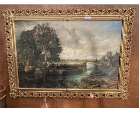 A LARGE VINTAGE GILT FRAMED PRINT ON BOARD 