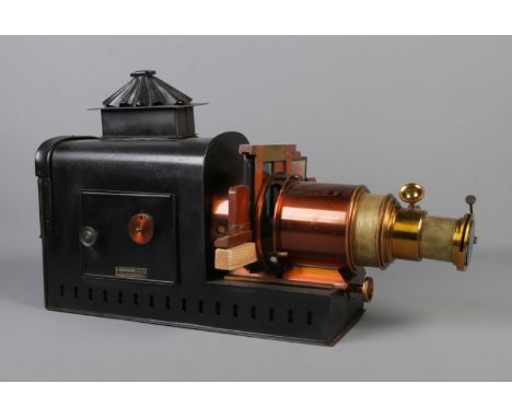 A Houghton-Butcher magic lantern projector converted to electric.  