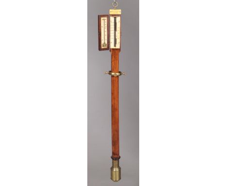 An early 19th century rosewood, brass and ivory ships stick barometer by John Newton, London. With gimbal bracket. Length 93c