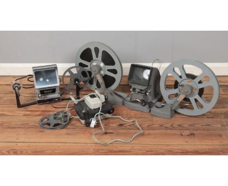 A collection of cinema equipment including Minette Viewer Editor Sixteen, Paragon PE8 Dual and Plus-O-Matic Deluxe. All with 