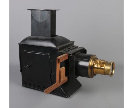 An unmarked magic lantern projector.  