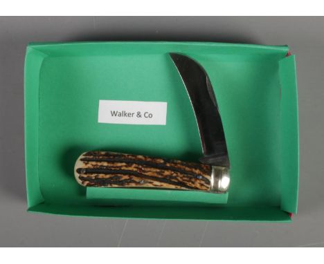 Stag scale Sheffield penknife by Walker and Co. CAN NOT POST OVERSEAS  