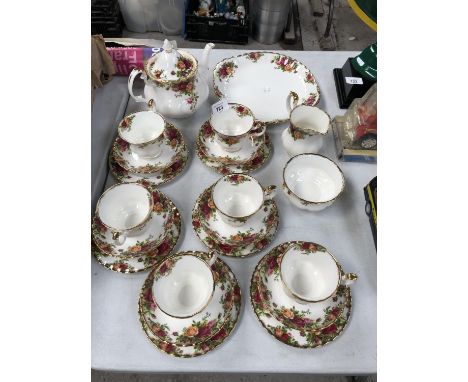 A TWENTY-TWO PIECE ROYAL ALBERT 'OLD COUNTRY ROSE' COMPLETE TEA SERVICE 