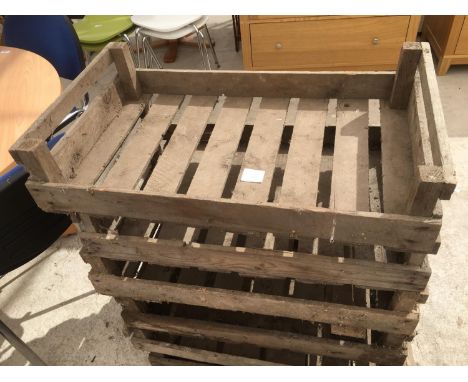 SIX VINTAGE WOODEN POTATO BOXES 