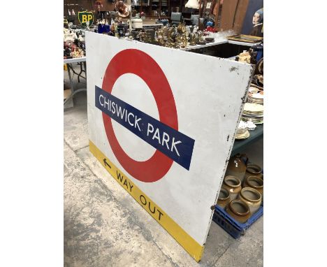 A LARGE ENAMEL CHISWICK PARK UNDERGROUND SIGN 115 X 152 CM 
