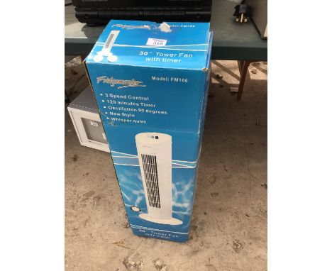 AN AS NEW AND BOXED FIDGEMASTER TOWER FAN WITH TIMER 