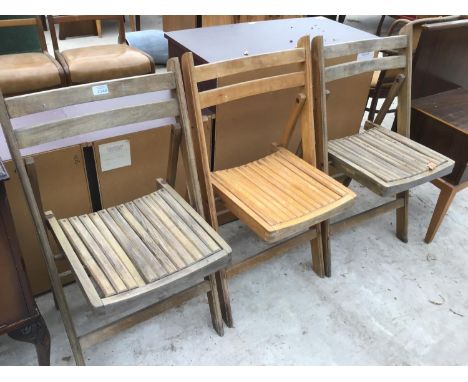 THREE VINTAGE FOLDING DECK CHAIRS 