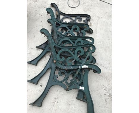 TWO PAIRS OF CAST IRON BENCH ENDS 