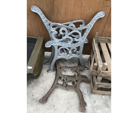 TWO PAIRS OF CAST IRON BENCH ENDS 