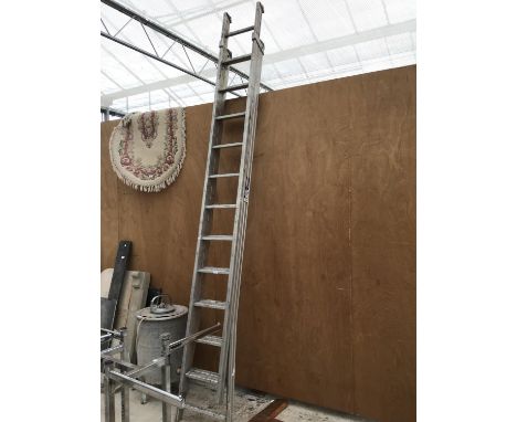 A TWENTY FOUR RUNG TWO SECTION ALUMINIUM  LADDER 