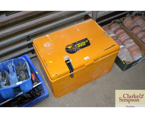 A plastic storage trunk