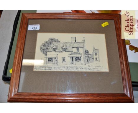 John Western, pencil sketch of Bridge Street, Framlingham