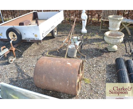 A vintage garden roller