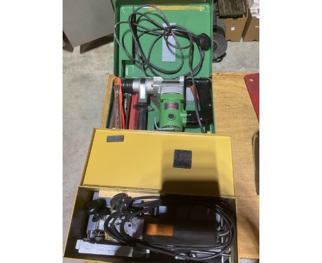 A Hitachi industrial hammer drill with a good range of accessories and also an ELU biscuit jointer both in carry cases