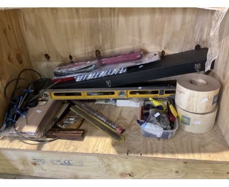 A selection of hand tools hole saws and other workshop items
