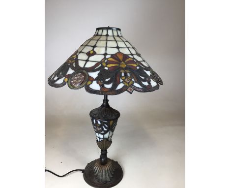 A reproduction Tiffany style table lamp W:50cm x H:76cm