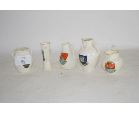 MOTTO WARES INCLUDING A ROYAL WORCESTER JUG WITH THE ARMS OF SIDMOUTH AND A GOSS MODEL OF THE ANCIENT EWER WITH THE ARMS OF S