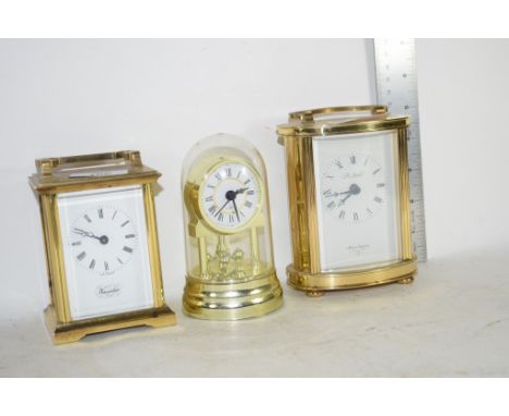 TWO MODERN CARRIAGE CLOCKS, AND A FURTHER SMALL CLOCK (3)