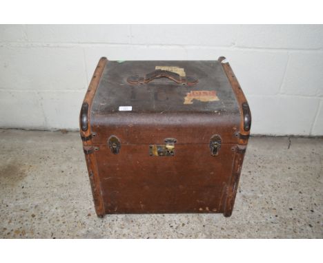 SMALL PINE FRAMED TRAVELLING TRUNK, WIDTH APPROX 51CM 
