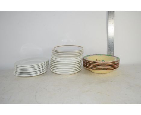 CERAMIC ITEMS INCLUDING VARIOUS BOWLS WITH A PRINTED DESIGN BY MINTONS