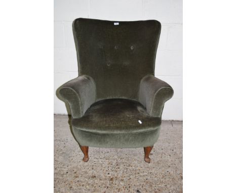 MID-20TH CENTURY BUTTON BACK BEDROOM CHAIR, WIDTH APPROX 78CM