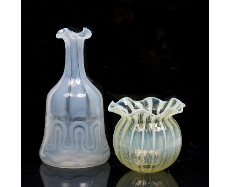 A glass Powell type shade 10cm and a decanter, 22cm high (2)