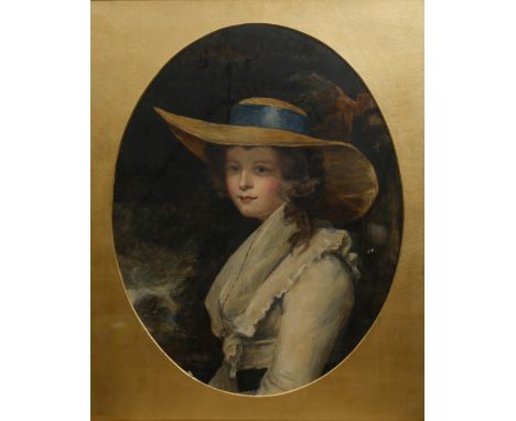 After Joshua Reynolds (1723-1792) portrait of Lady Ann Bingham and Lavina Bingham, watercolours, both 50cm  x 37cm (2)