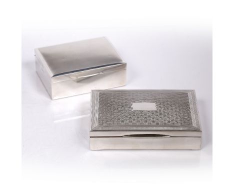Two silver cigarette boxes with engine turned decoration