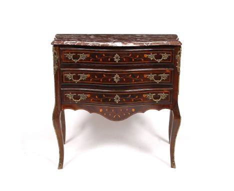 A French style marble top commode 80cm wide x 45cm deep x 83cm high