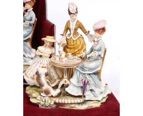 A Royal Worcester model of 'The Tea Party' from the Victorian series