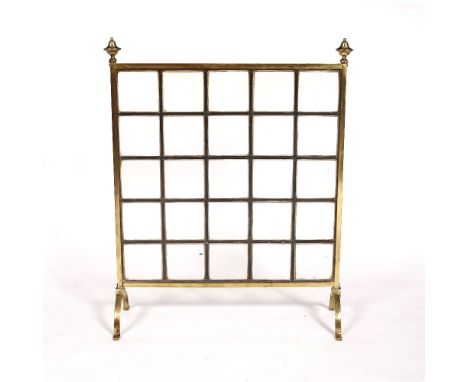 An Edwardian brass and leaded glass firescreen 63cm wide, 77cm high