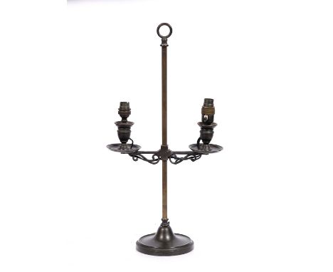 An Edwardian student lamp with rising mechanism, 58cm high