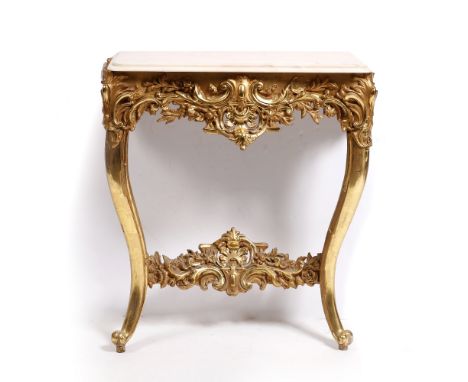 An Italianate marble top console table 68cm wide 