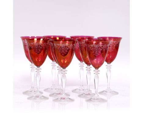 A set of nine Laura Ashley ruby wine glasses