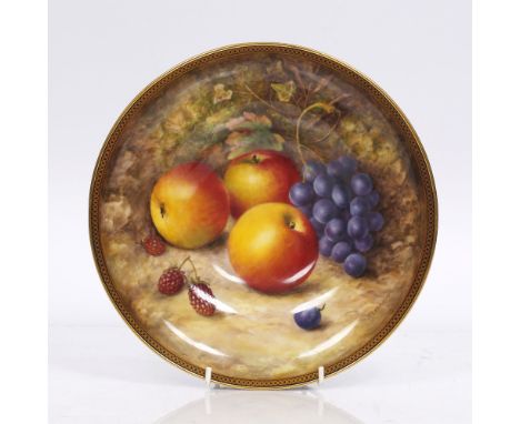 A Royal Worcester painted circular bowl by R. Sebright, 1929, signed, inscribed to the underside, painted especially for Char