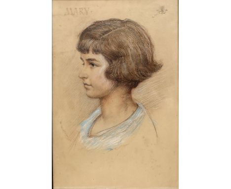 Murray Bernard Bladon (1864-1939) half length portrait of Mary Matthews, inscribed Mary, monogrammed and dated 1921, pastel, 