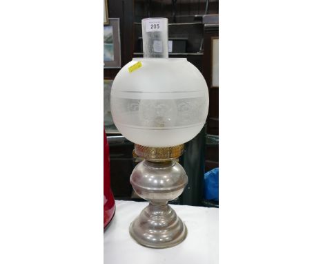 Oil lamp with etched shade