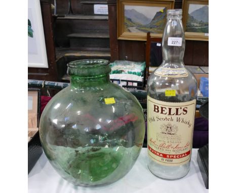 Large Bells Scotch Whisky empty bottle and green carboy