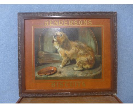 An early 20th Century Hendersons Biscuits advertising print, framed 