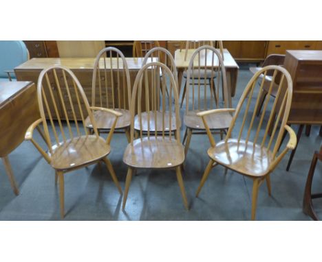 A set of six Ercol Blonde elm and beech Quaker chairs 